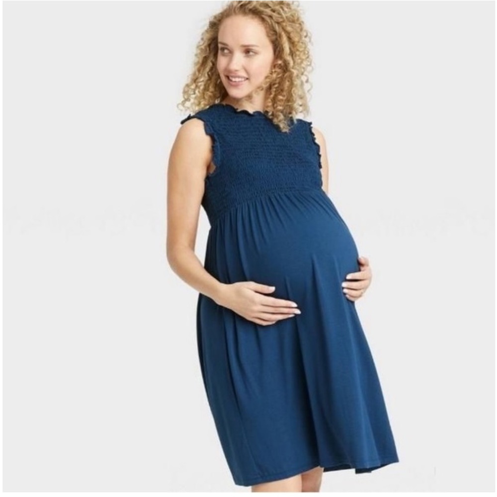 The Nines by Hatch Navy Smocked Dress